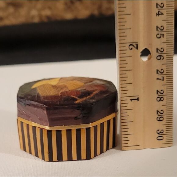 Bamboo Tropical Octagon Trinket Jewelry Box - Picture 7 of 16